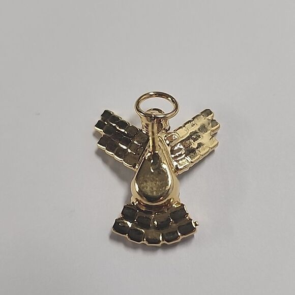 Vintage Clear Rhinestone Guardian Angel Gold Tone Lapel Pin - Picture 3 of 4